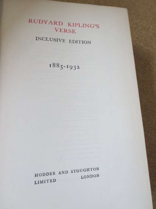 RUDYARD KIPLING`S VERSE  INCLUSIVE EDITION  1885 - 1935