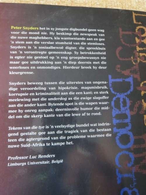 TEKENS VAN DIE TYE  deur Peter Snyders  (GETEKEN)
