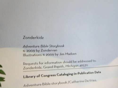 ADVENTURE BIBLE STORYBOOK  Text: Catherine DeVries  Illustrations: Jim Madsen  (In slipcase)