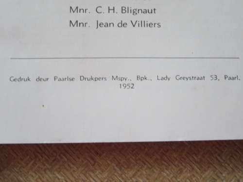 DIE PAARL  1657 - 1952  SY ONTSTAAN EN GROEI  deur W. A. Joubert