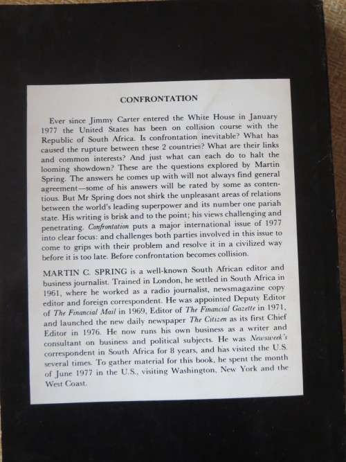 CONFRONTATION The approaching crisis between the United States and SA  by Martin C Spring