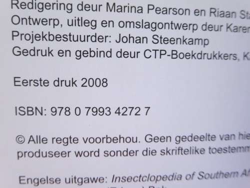 INSEKLOPEDIE VAN SUIDER-AFRKA  deur Erik Holm