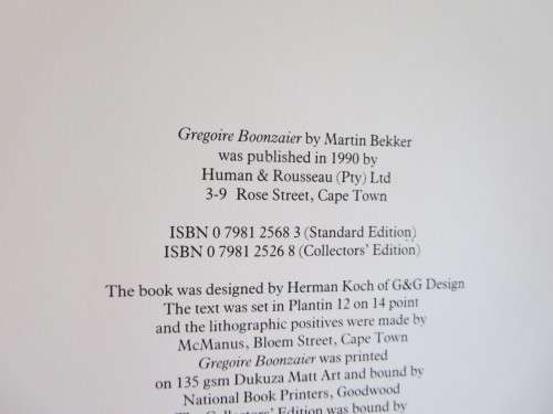GREGOIRE BOONZAAIER  deur Martin Bekker (ART)
