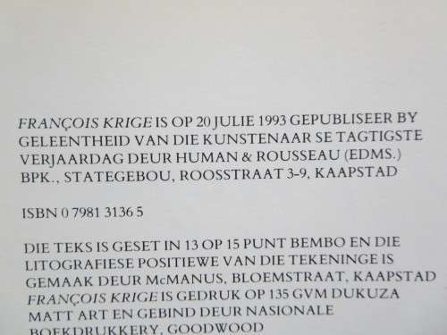 FRANCOIS KRIGE  deur Matthys Strydom