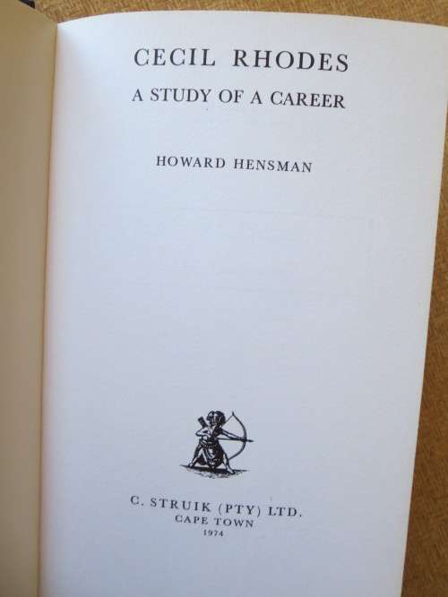 CECIL RHODES  by Howard Hensman AFRICANA COLLECTANEA SERIES VOLUME XLVI