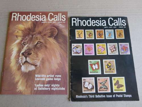 RHODESIA CALLS 2 Magazines: March-April 1975 & Sept- Oct 1974 (Rhodesia National Tourist Board)