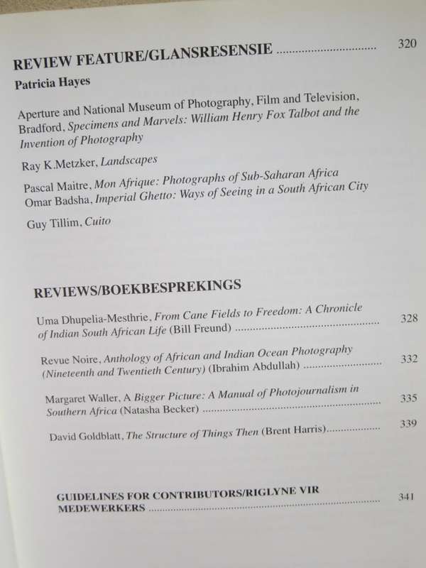 KRONOS: Visual History No 27 Journal of Cape History/Tydskrif van Kaaplandse Geskiedenis