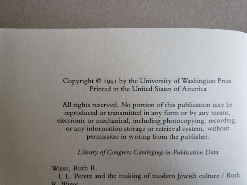 I. L. PERETZ AND THE MAKING OF MODERN JEWISH CULTURE  by Ruth R. Wisse