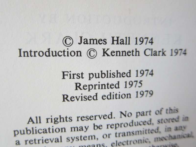 HALL`S DICTIONARY FO SUBJECTS & SYMBOLS IN ART  Introduction by Kenneth Clark