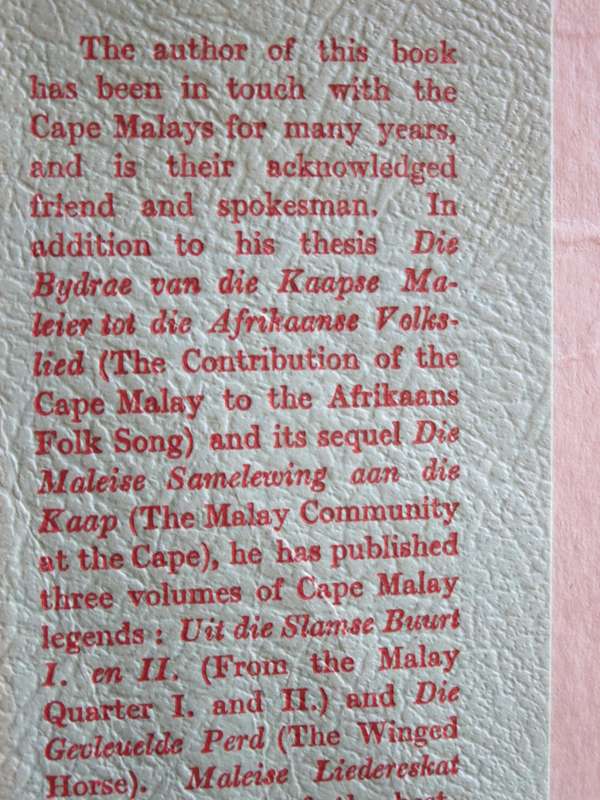 THE CAPE MALAYS  by I. D. du Plessis