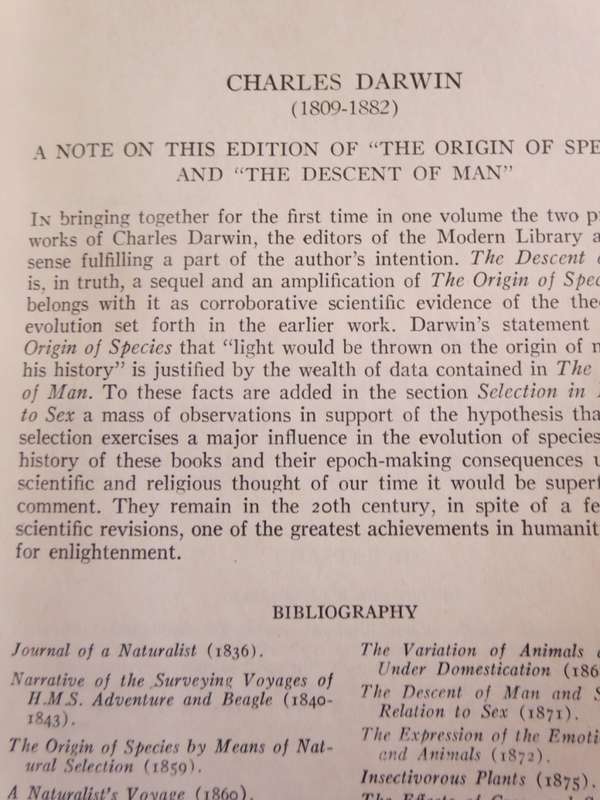 THE ORIGIN OF SPECIES AND THE DESCENT OF MAN  by CHARLES DARWIN