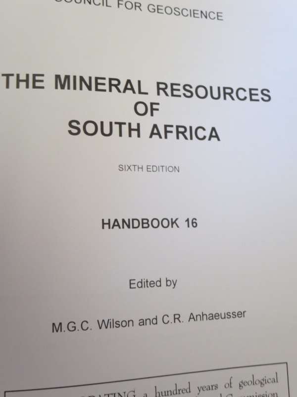 THE MINERAL RESOURCES OF SOUTH AFRICA. Handbook 16. Edited by MGC Wilson and CR Anhaeusser.