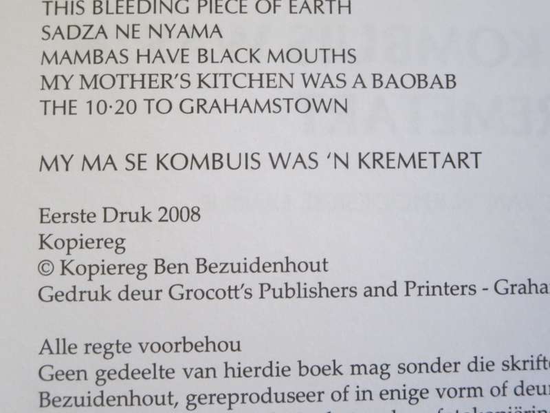 MY MA SE KOMBUIS WAS `N KREMERART deur Ben Bezuidenhout Afr. vertaling: Magriet Eksteen