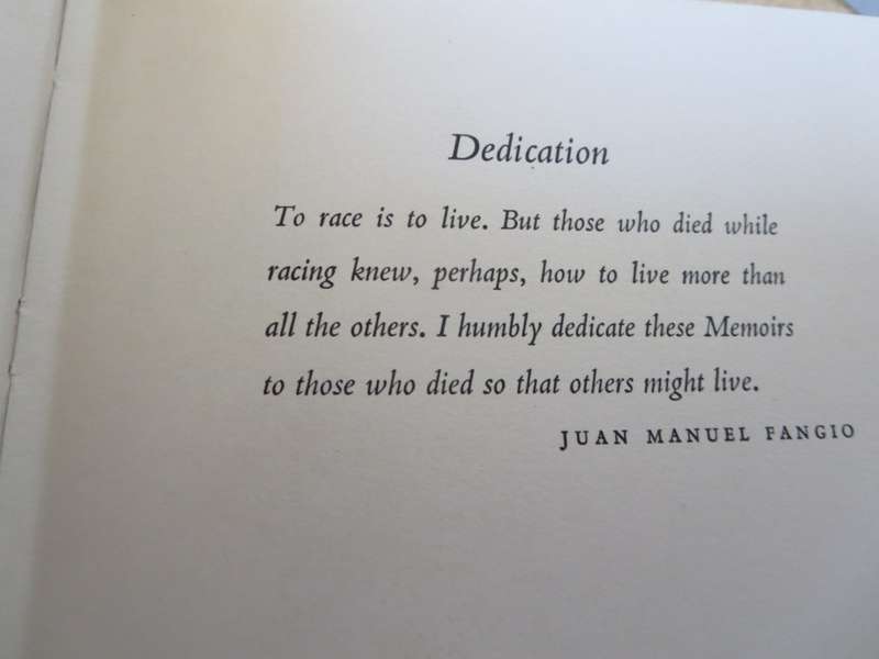 MY TWENTY YEARS OF RACING  by Juan Manuel Fangio  (Autobiography of five times world champion)