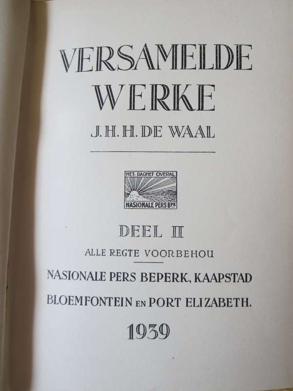 VERSAMELDE WERKE. J.H.H. de Waal. (Agt Volumes). (P)