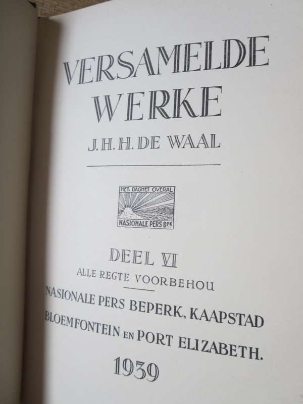 VERSAMELDE WERKE. J.H.H. de Waal. (Agt Volumes). (P)