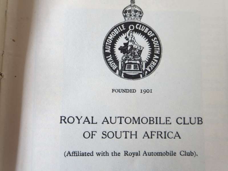 ROYAL AUTOMOBILE CLUB OF SOUTH AFRICA.  Route book 1936. Eighth edition.  (P)