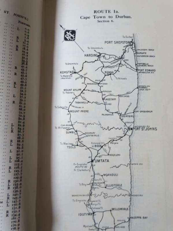 ROYAL AUTOMOBILE CLUB OF SOUTH AFRICA.  Route book 1936. Eighth edition.  (P)
