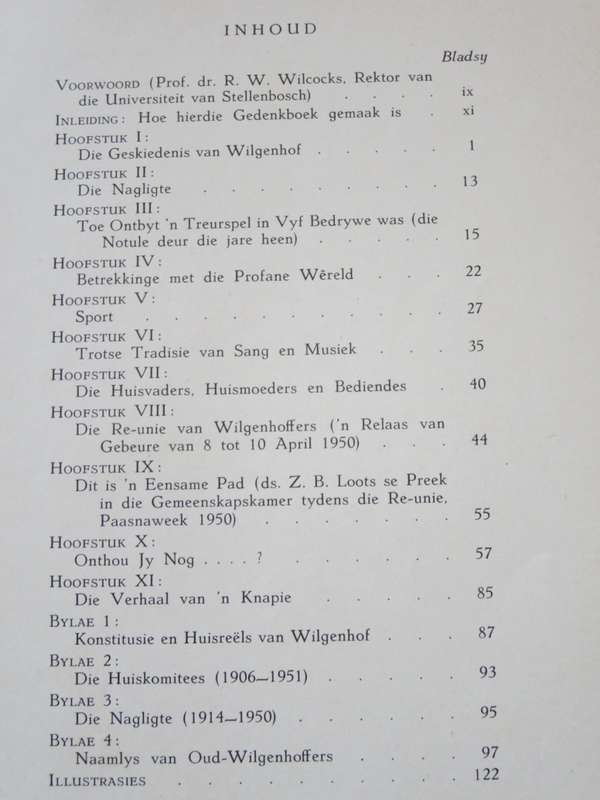 GEDENKBOEK VAN WILGENHOF 1903 - 1950  Uitgegee deur die Huiskomitee van Wilgenhof