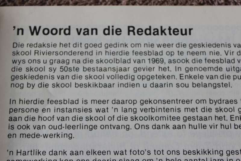 HOËRSKOOL RIVIERSONDEREND. Feesblad 1940-1990.