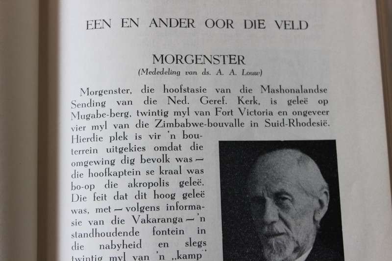 WIE IS WIE IN ONS SENDINGVELDE -  Mashonaland en Betsjoeanaland  Samesteller Ds P.L. Olivier