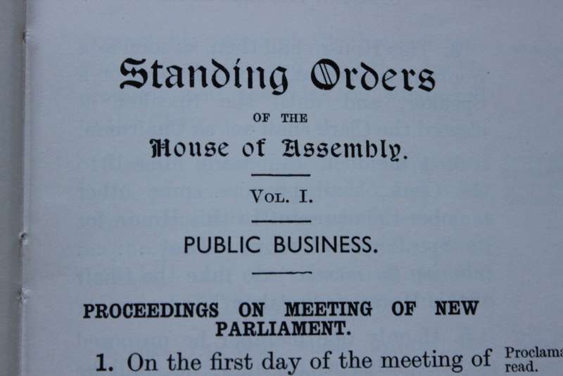 UNION OF SOUTH AFRICA. House of Assembly. Standing Orders. Vol 1. Public Business. 1957.