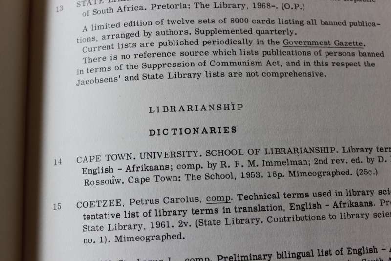 R. MUSIKER. Guide to South African Reference Books. Fifth Edition.    (W)