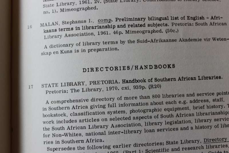 R. MUSIKER. Guide to South African Reference Books. Fifth Edition.    (W)