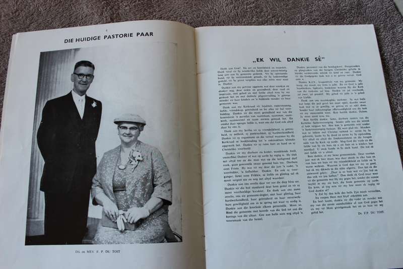 NED. GEREF. GEMEENTE TIERVLEI  Herdenking van 21-jarige bestaan 24 Junie 1938 - 24 Junie 1959