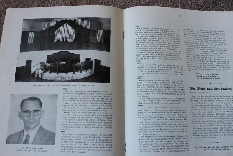 NED. GEREF. GEMEENTE TIERVLEI  Herdenking van 21-jarige bestaan 24 Junie 1938 - 24 Junie 1959
