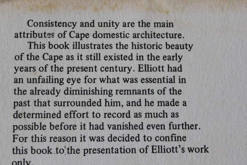 HANS FRANSEN. Architectural Beauty of the old Cape as seen by Arthur Elliott.    (W)