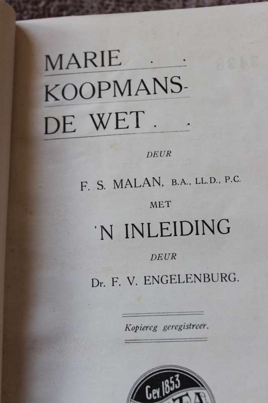 MARIE KOOPMANS-DE WET  deur F. S. Malan