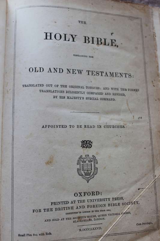 THE HOLY BIBLE - Containing the Old and New Testaments  Published 1877