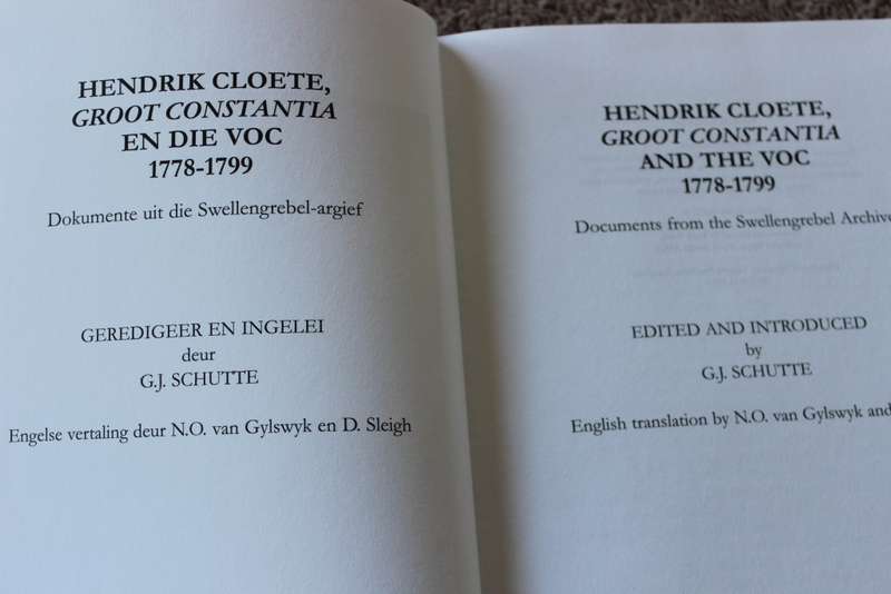VAN RIEBEECK-VERENIGING  TWEEDE REEKS NO 34 - HENDRIK CLOETE GROOT CONSTANTIA EN DIE VOC  (c)