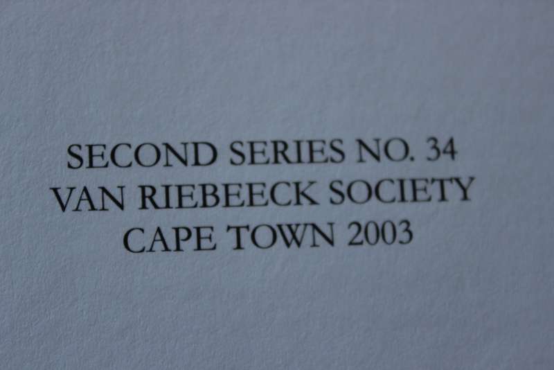 VAN RIEBEECK-VERENIGING  TWEEDE REEKS NO 34 - HENDRIK CLOETE GROOT CONSTANTIA EN DIE VOC  (c)
