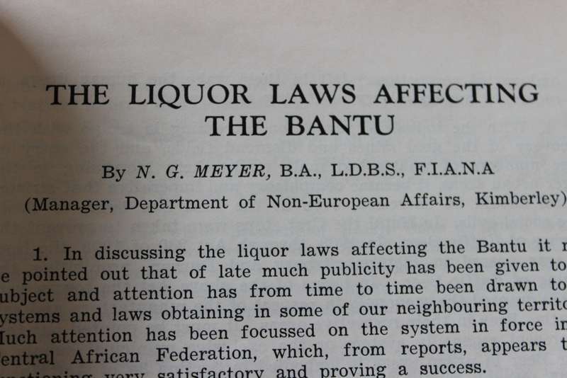 DRANKVERSKAFFING EN DIE BANTOE. Simposium. Agste Jaarvergadering van SABRA 1957.  (P)