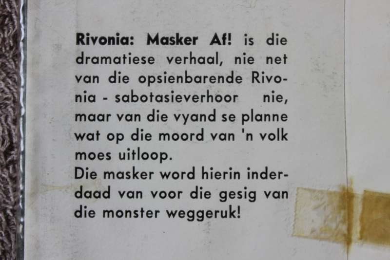 RIVONIA - MASKER AF! Lauriz Strydom. (Mandela, Sisulu, Kathrada)   (P)