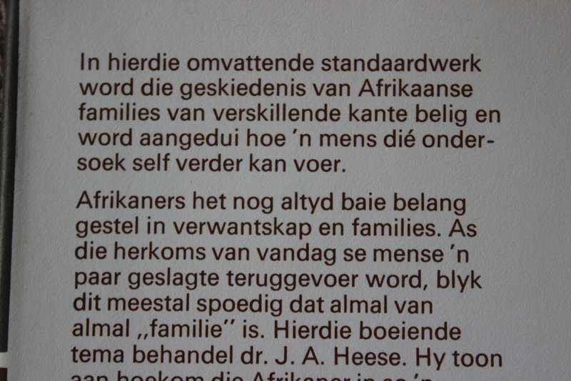 FAMILIES, FAMILIE-NAME EN FAMILIE-WAPENS  deur J. A. Heese, G. S. Nienabear en C. Pama