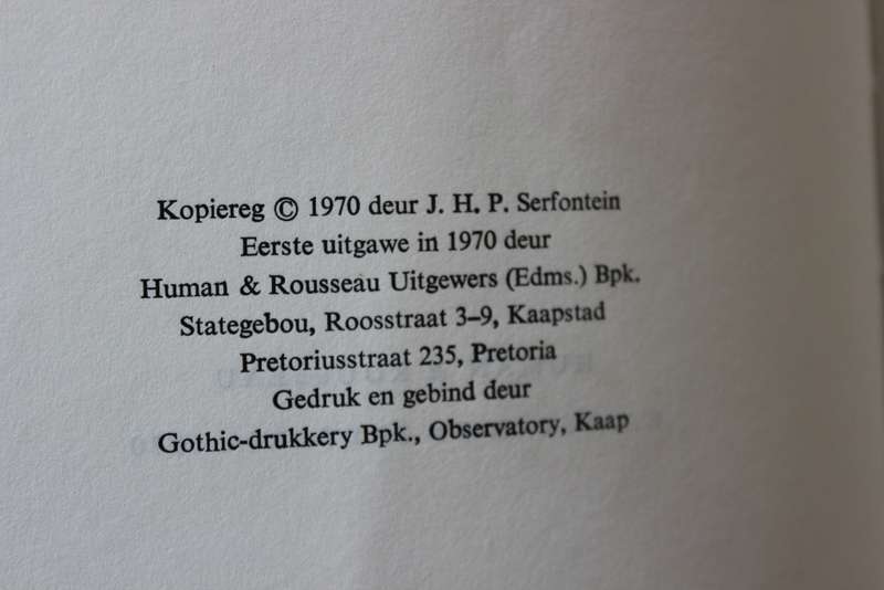 J.H.P. SERFONTEIN. DIE VERKRAMPTE AANSLAG.  (P)