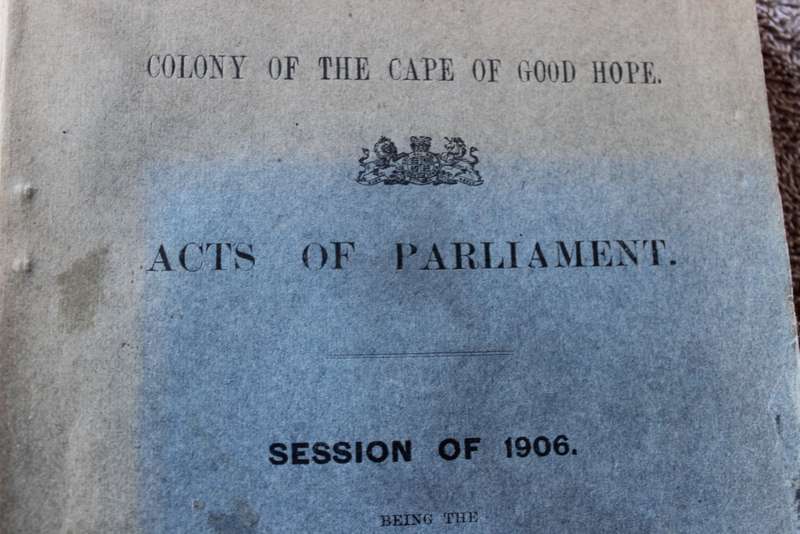 COLONY OF THE CAPE OF GOOD HOPE. Acts of Parliament. Session of 1906.   (P)
