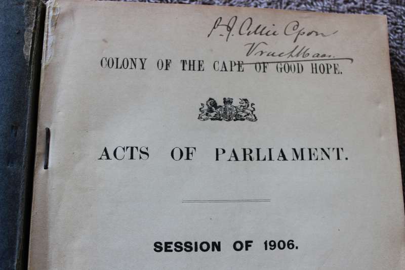 COLONY OF THE CAPE OF GOOD HOPE. Acts of Parliament. Session of 1906.   (P)