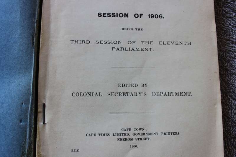 COLONY OF THE CAPE OF GOOD HOPE. Acts of Parliament. Session of 1906.   (P)