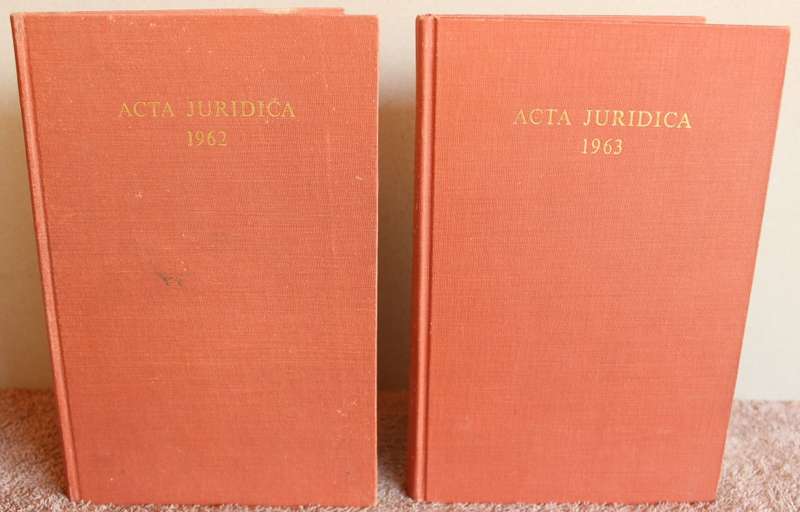 ACTA JURIDICA 1962 and 1963. (Law Journal of UCT Law Faculty)   (W)
