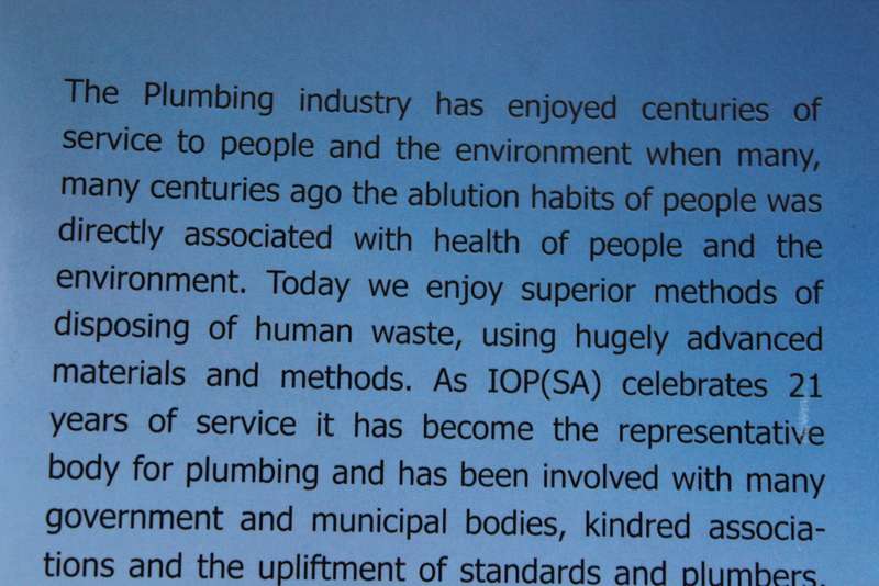 CELEBRATION OF PLUMBING 21 Years of the Institute of Plumming SA  Compiled by Rory Macnamara