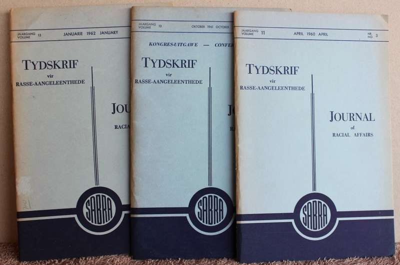TYDSKRIF VIR RASSE-AANGELEENTHEDE. Journal of Racial Affairs. Drie Volumes.  (W)