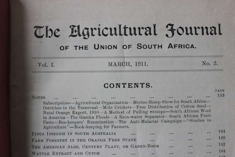 THE AGRICULTURAL JOURNAL OF THE UNION OF SOUTH AFRICA. Vol. 1. March, 1911. No.2.   (P)