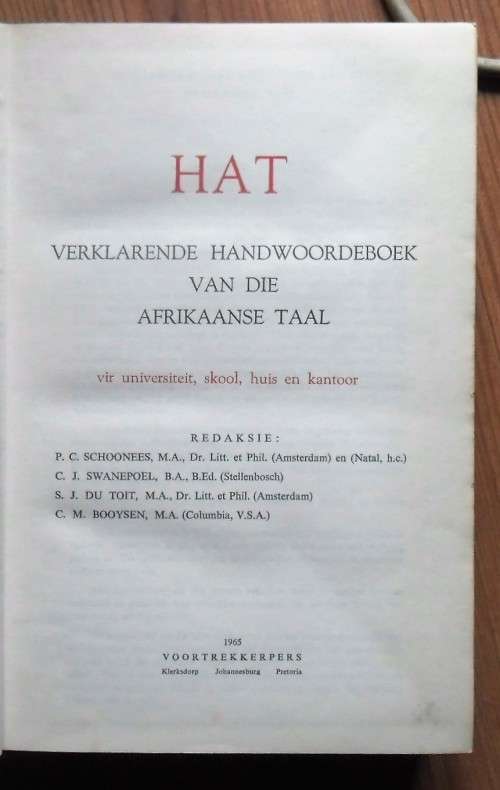 HAT VERKLARENDE HANDWOORDEBOEK deur Schonees et al