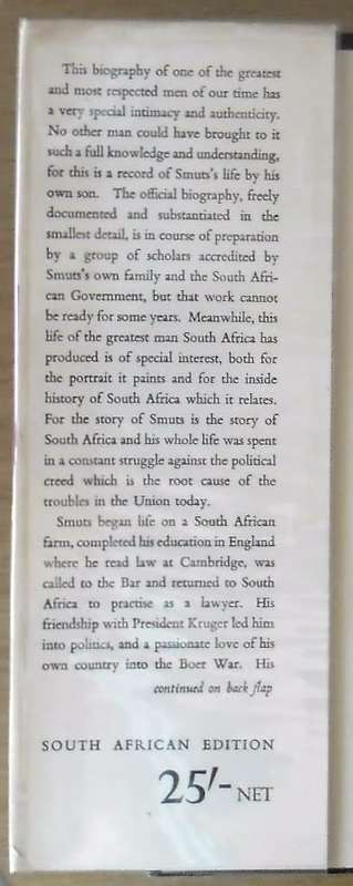 JAN CHRISTIAN SMUTS by J C Smuts (His Son)