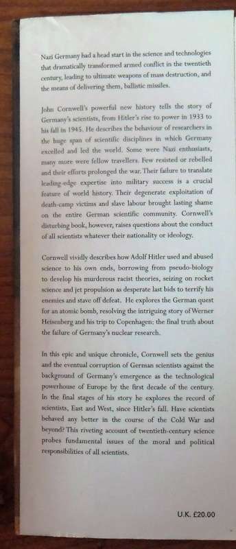HITLER'S SCIENTISTS - SCIENCE, WAR AND THE DEVIL'S PACT by John Cornwell.R435
