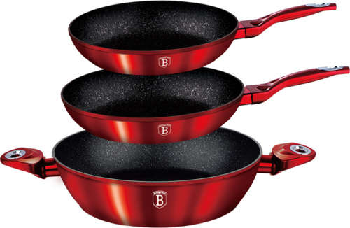 Berlinger Haus 3-Piece Marble Coating Metallic Line Cookware Set ( Burgundy )